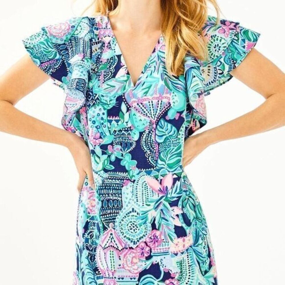 LILLY PULITZER Katie Multi Color Mini Blue Dress